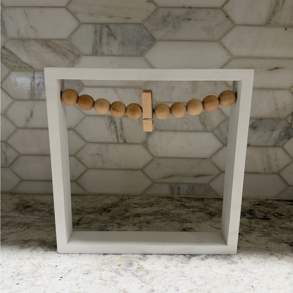White Wooden Frame with Bead Accent